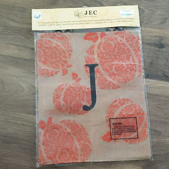 Harvest Pumpkin Monogram Flag Size W12.5"x L 15.5" - Picture 3 of 6